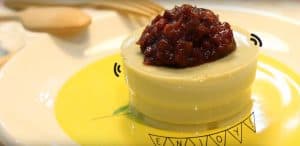 Matcha Pudding Topped With Red Bean Paste