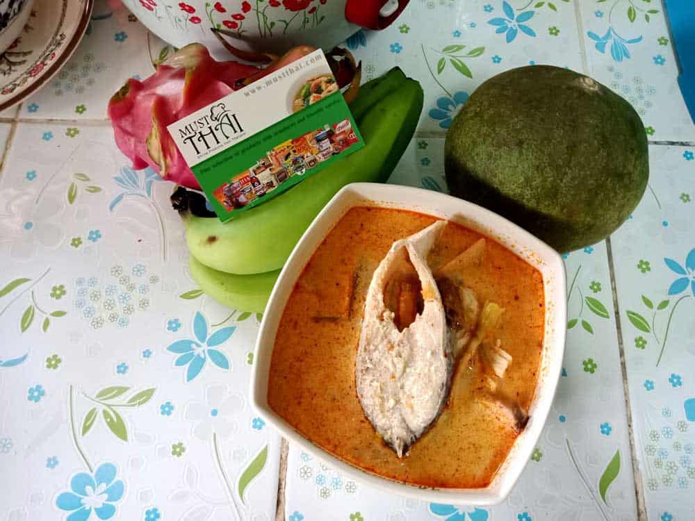 Thai spicy soup with sea bass