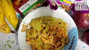 Stir fried bitter melon with eggs