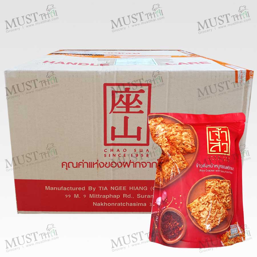 Jao Sua Big Pack Rice Crackers – 80g, Spicy Dried Pork Flavor, Sweet & Savory