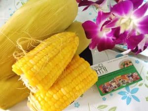 Boiled corn on the cob