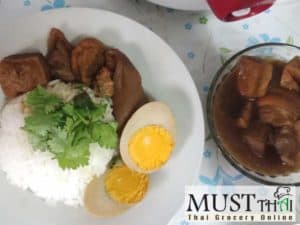 Stewed pork leg on rice