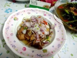 Spicy with deep fried salted fish