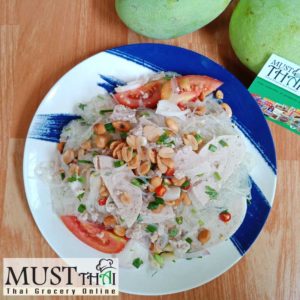 Traditional spicy salad vermicelli noodle with Vietnamese sausage