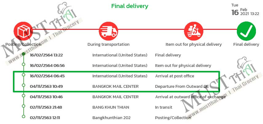 Thailand post tracking