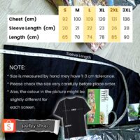 ROCK CHANG premium-grade T-shirt, size table