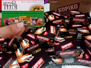 Kopiko, coffee candy with an intense coffee flavor.