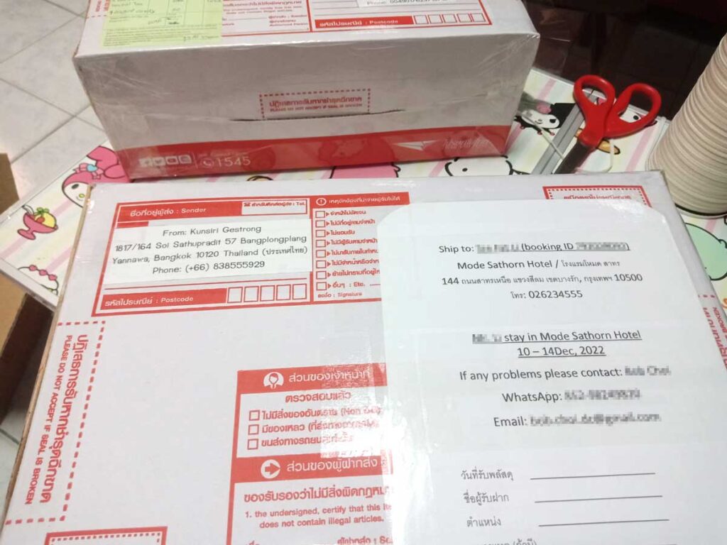Delivery in Bangkok to hotel by Grab