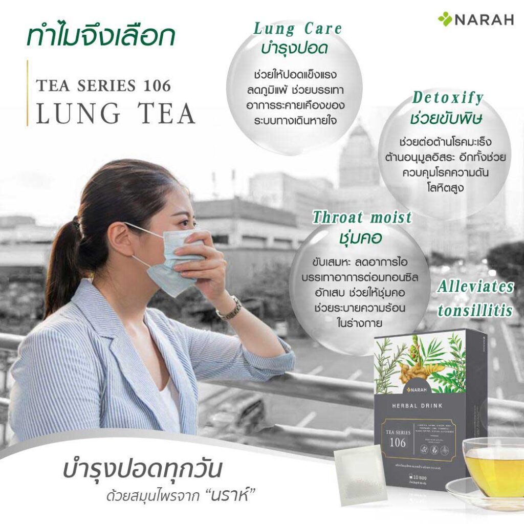 TEA SERIES 106 Lung Care and Sore throats relief Narah (box of 10