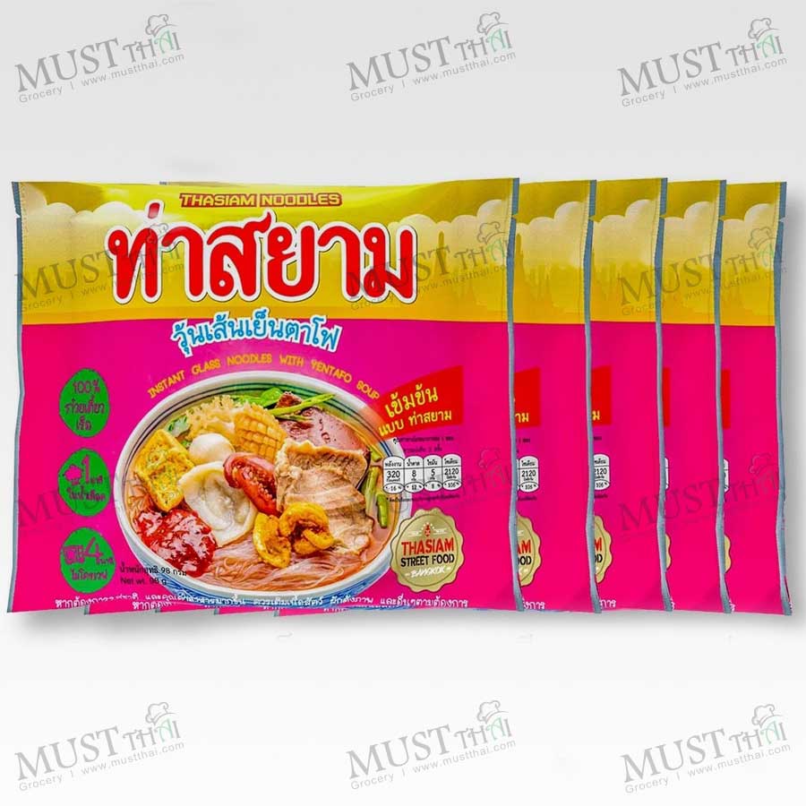 Thasiam Instant Glass Noodles with Yentafo Soup 98g Thasiam Instant Glass Noodles with Yentafo Soup 98g
