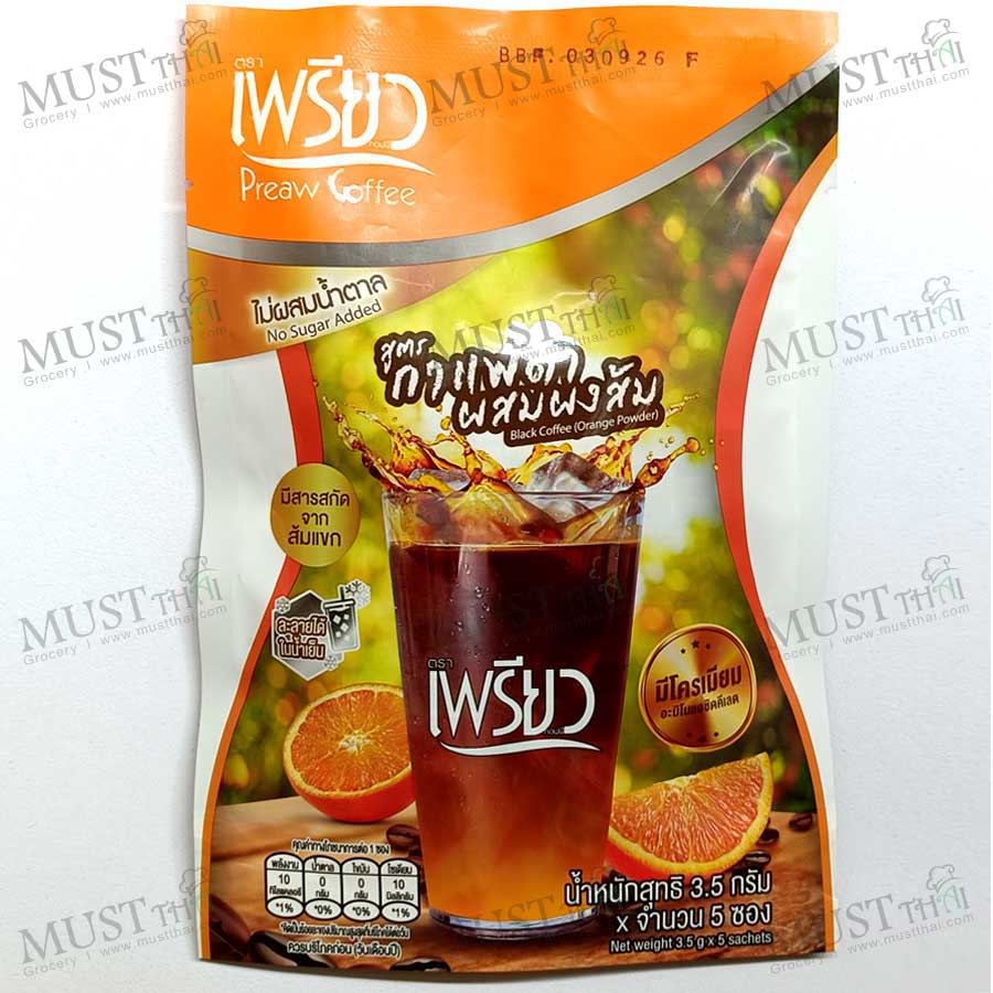 Preaw Black Coffee Orange contains Chromium and Garcinia extract. Preaw Black Coffee Orange contains Chromium and Garcinia extract.